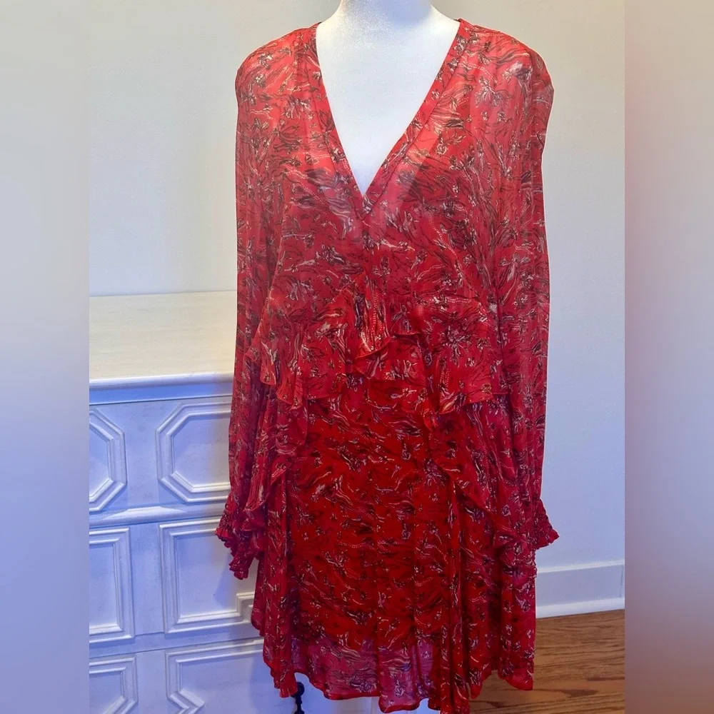 Iro Woman Beaumont Ruffled Floral-Print
Crepon Mini Dress Red - Picture 4 of 7